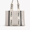 "WOODY" medium tote bag made of cotton canvas and shiny calfskin with "WOODY" ribbon - Image 2
